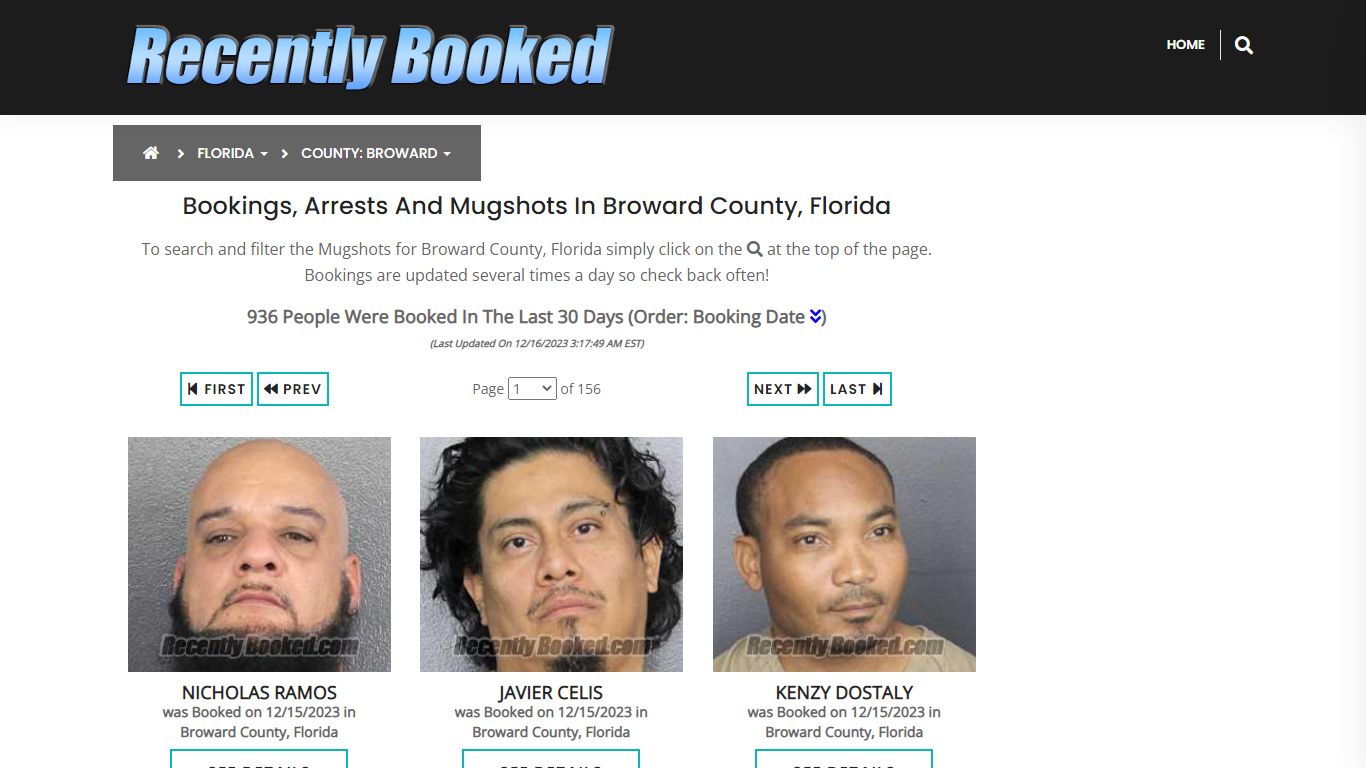 Recent bookings, Arrests, Mugshots in Broward County, Florida